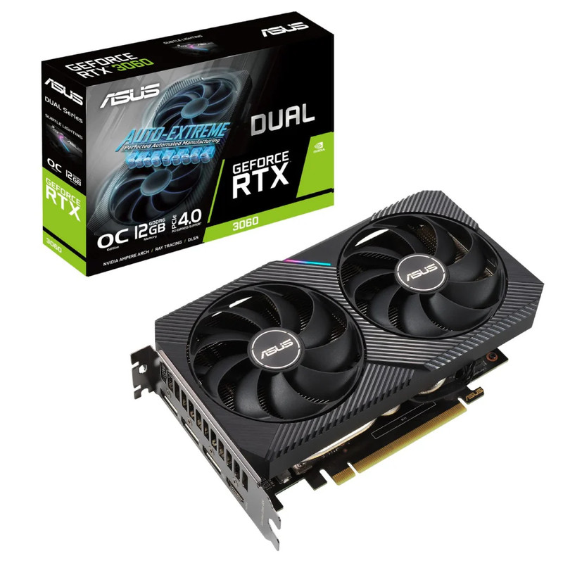 Asus Dual GeForce RTX 3060 OC V2 12GB GDDR6 Graphics Card - كرت الشاشة